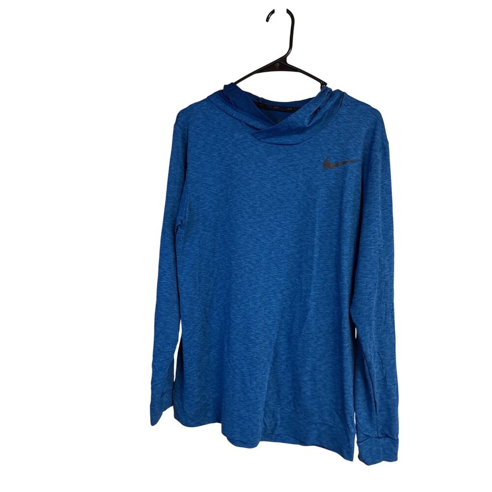 Nike Mens Dri-Fit Long Sleeve Blue Hoodie Lightweight Athletic Wear
